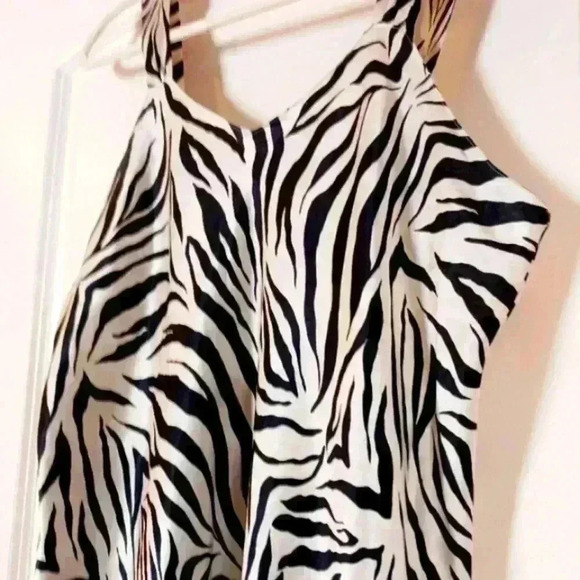 Vintage 90's silky maxi look satin night dress. Zebra print. - Picture 3 of 8